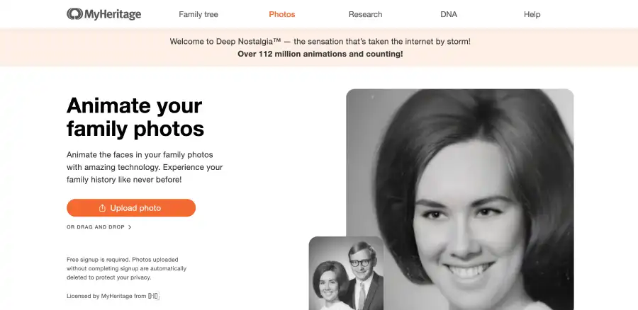 MyHeritage Face swap ai